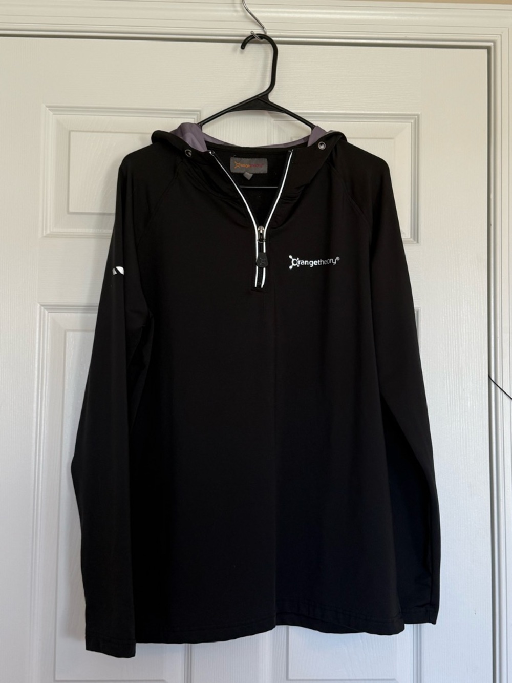 Orangetheory OTF Black Hooded Half-Zip Pullover with Contrast Trim